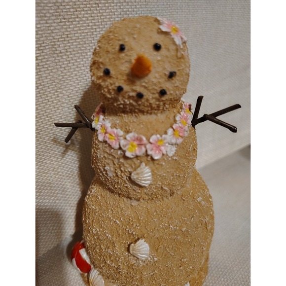 Sand Beach Snowman (Girl) Beach House Holiday Ornament Christmas - Picture 2 of 5